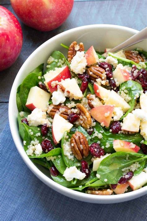 Feel free to sub in whatever greens, nuts, or soft cheese that you have on hand. Spinach and Quinoa Salad with Apple and Pecans. SO FULL OF ...