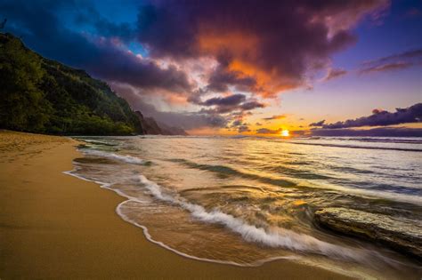 Kee Beach Sunset Kauai Beach Sunset Beach Ocean Photography