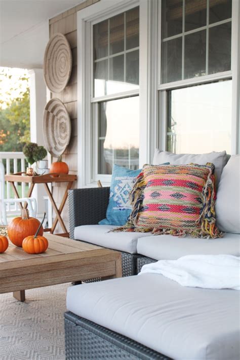 Casual Fall Front Porch With Indigo Orange City Farmhouse