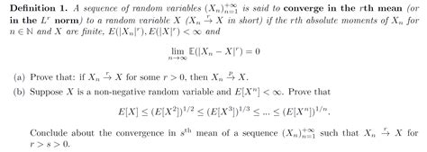 Solved Definition 1 A Sequence Of Random Variables Xn T