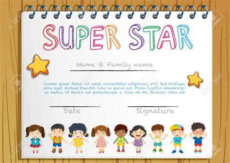 Certificate Template For Super Star Illustration Intended For Star