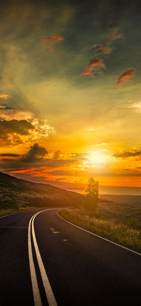1125x2436 Cool Sunset Road View 8k Iphone Xsiphone 10iphone X Hd 4k