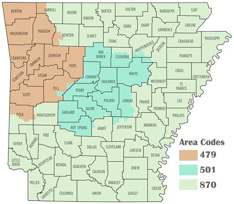 Arkansas Area Codes Map Of Arkansas Area Codes