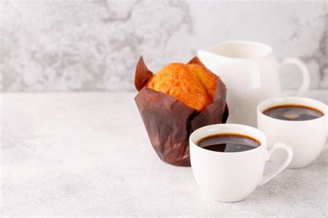 Premium Photo Hot Coffee And Muffin Selective Focus
