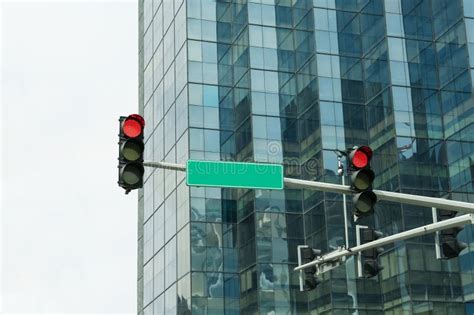 Overhead Traffic Lights In City Road Rules Stock Photo Image Of