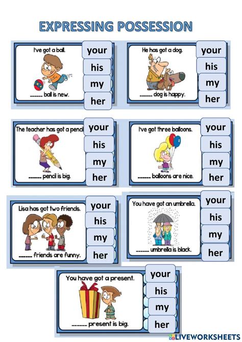 Possessive Adjectives Online Worksheet For You Can Do The Exercises