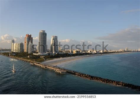 Miami Beach Scenery Seen Ocean Towards Stock Photo 2199556853