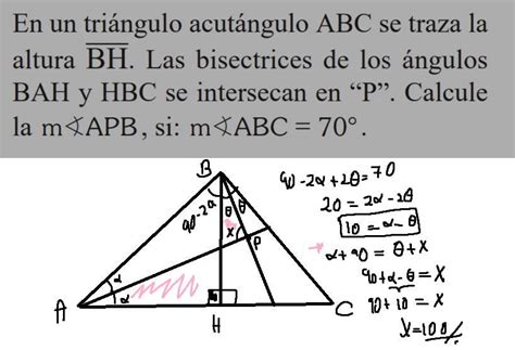 En Un Tri Ngulo Acut Ngulo Abc Se Traza La Altura Bh Las Bisectrices