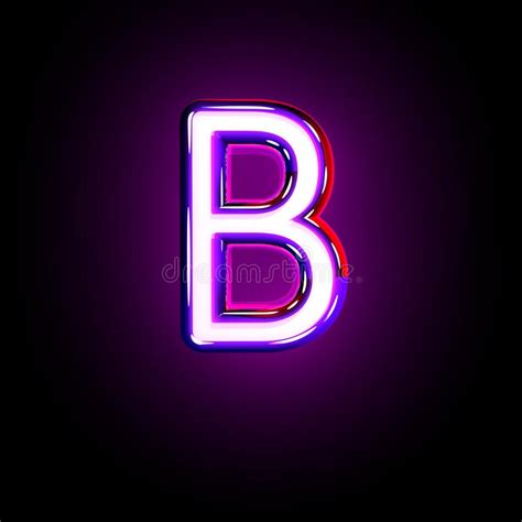 Purple Shining Neon Font Letter B Isolated On Black Background 3d