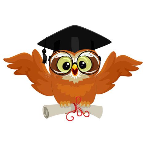 Abstract graduated person made of pencil. Owl Wearing Graduation Cap And Holding Diploma While ...