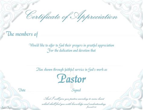 Appreciation Certificate Pastor Pdf Printable Etsy
