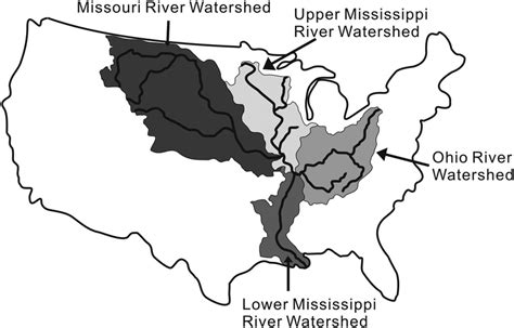 Map Of The Mississippi And Missouri River Systems Modified From Us