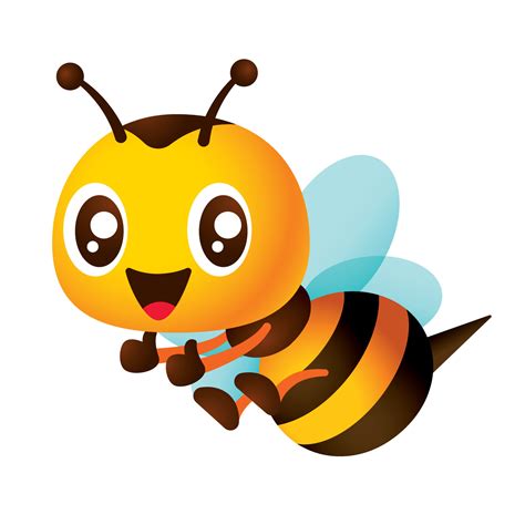 Cartoon Cute Bee Flying With Showing Thumb Up Hands Happy Honey Bee