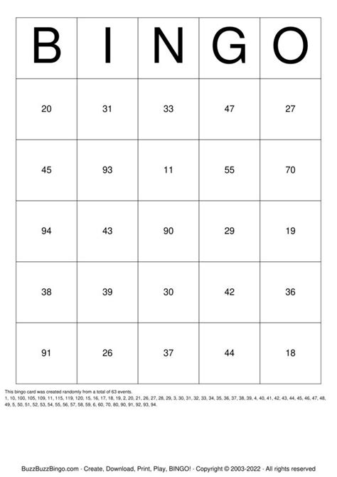 Numbers 1 99 Bingo Cards To Download Print And Customize