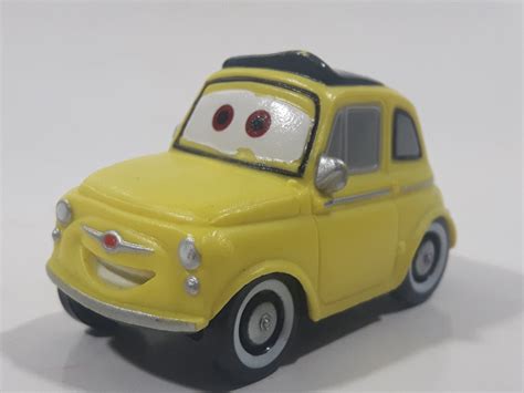 Disney Pixar Cars Fiat 500 Luigi Yellow Plastic Die Cast Toy Car Vehic