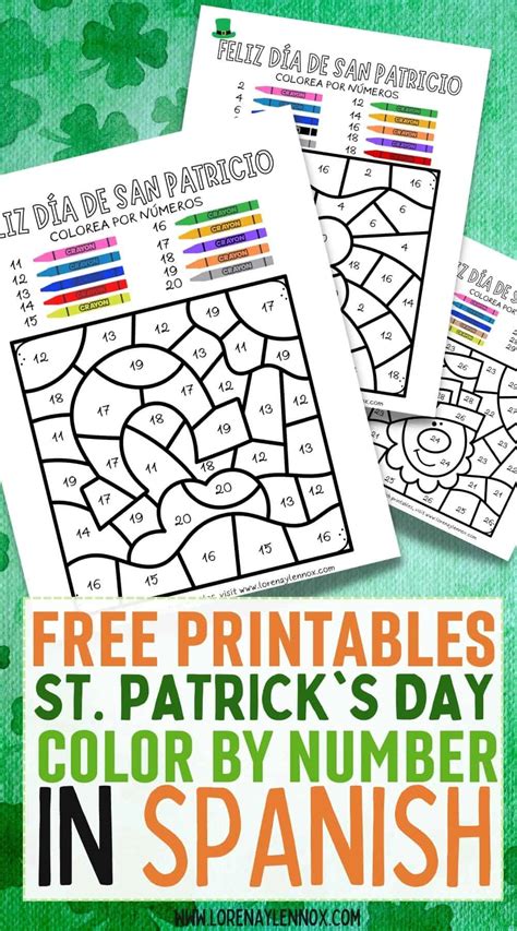 Free Printable St Patricks Day Color By Number In Spanish Bilingual