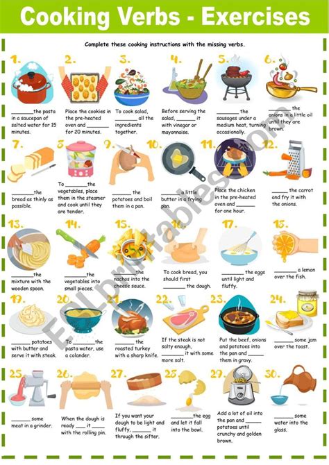 Cooking Verbs Exercises Esl Worksheet By Solnechnaya My Xxx Hot Girl