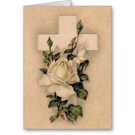 Christian Cross White Rose Vintage Easter Cards Vintage