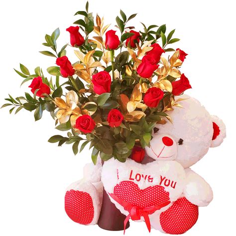 2 Feet Tall Teddy Bear With Luxurious Bouquet Of Roses Love Flowers Miami