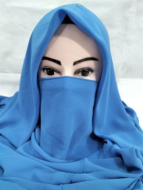 Plain Niqab Ready To Wear Sky Blue Suzain Hijabs