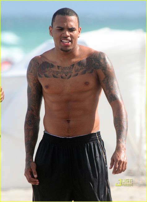 Chris Brown Shirtless Miami Beach Bum Chris Brown Photo