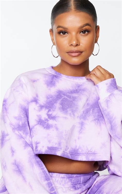 Plus Violet Tie Dye Extreme Cropped Sweater Prettylittlething Ie