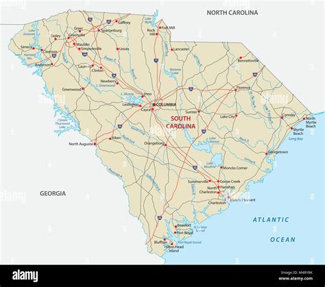 South Carolina Road Vector Map Stock Vector Image And Art Alamy