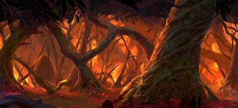 A Burning Forest By Owen Kim Forest Cartoon Forest Drawing Forest Art
