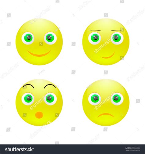 Set Smiley Face Icons Yellow Emoticons Stock Vector Royalty Free