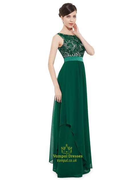 Elegant Emerald Green Chiffon Bridesmaid Dresses With Lace