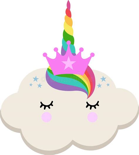 Cute Unicorn Cloud Isolated On White Stock Vector Illustration Of