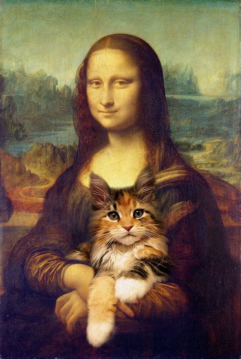 Download Mona Lisa With A Cat Wallpaper