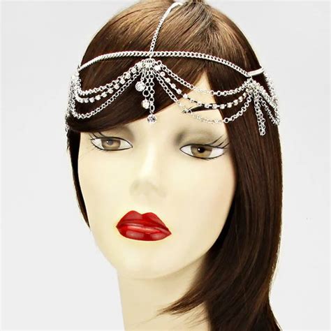 Crystal Women Forehead Head Chain Headpiece Rhinestone Teardrop Tiara