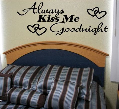 Master Bedroom Decor Wall Decal Always Kiss Me Goodnight Wall Decor Gold Vinyl Lettering Love