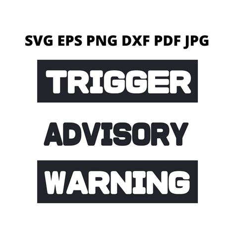 Black & White Trigger Warning SVG Clipart Jpg Digital - Etsy