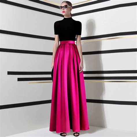 customize womens satin pleated ball gown maxi long party skirt high waist ladies 3xs 10xl long