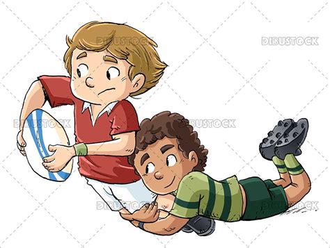 Kids Rugby Players Tackling Illustrations From Dibustock Childrens