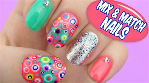 mix and match nails dotted nail art youtube