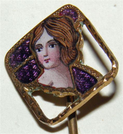 Victorian Stick Pin Hat Pin Enamel Lady From Love The