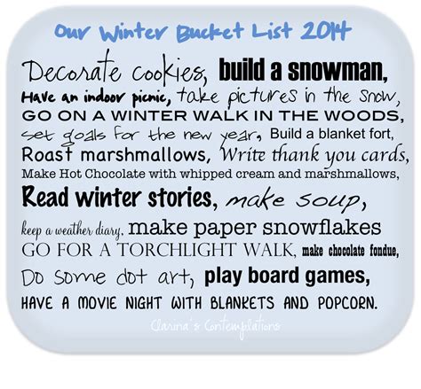 WINTER BUCKET LIST | Winter fun, Winter bucket list ...