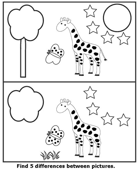 Spot The Difference Worksheet Giraffe