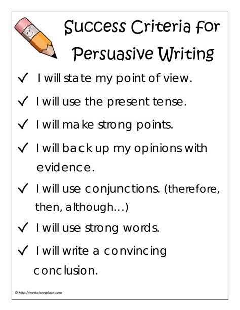 Persuasive Essay Success Criteria