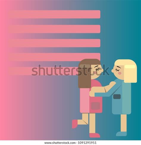 Illustration Female Same Sex Couple Embracing Stock Vector Royalty