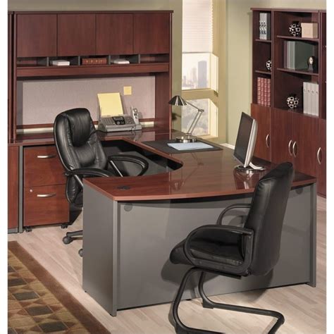 Bush Business Series C 4 Piece U Shape Office Desk In Hansen Cherry
