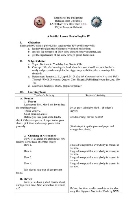 Deped Lesson Plan In Science Grade 7 Lesson Plan Grade Six English Pdmrea