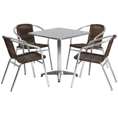 Buy Lila 275 Square Aluminum Indoor Outdoor Table Set With 4 Dark