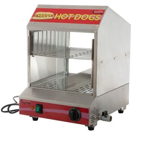 A Hot Dog Warmer With The Door Open