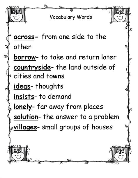 2nd Grade Vocabulary Worksheet