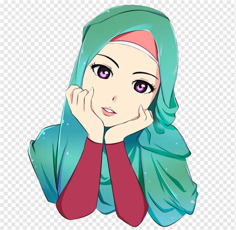 Ilustrasi Gadis Animasi Hijab Kartun Islam Menggambar Anime Muslim