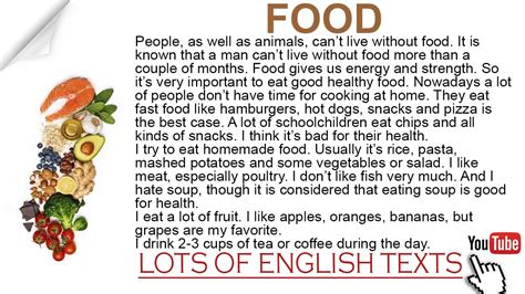 Food Lots Of English Texts With Audio Youtube